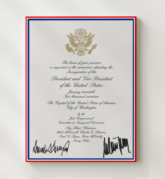 Donald Trump and Melania Trump - Inaugural Invitation Print 2017 8x10 Canvas history wall art