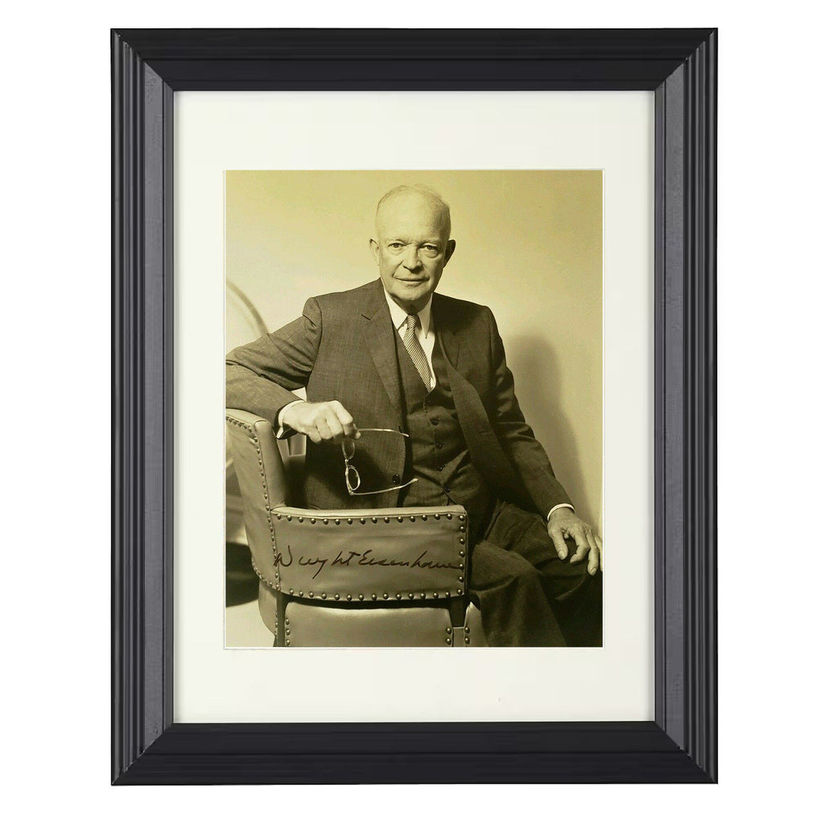 Dwight D. Eisenhower - Presidential 1950s 8x10 Beveled Frame history wall art