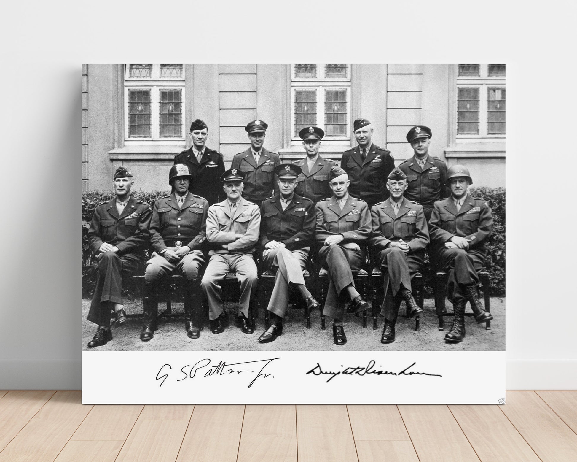Historical - Dwight D. Eisenhower And George S. Patton Jr. - Allied Command Portrait Wwii  - Landscape History Wall Art