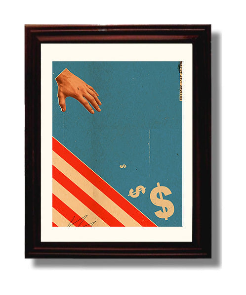 Historical - Economic Commentary Poster - Hand Reaching Dollar Symbol Minimalist Design History Wall Art