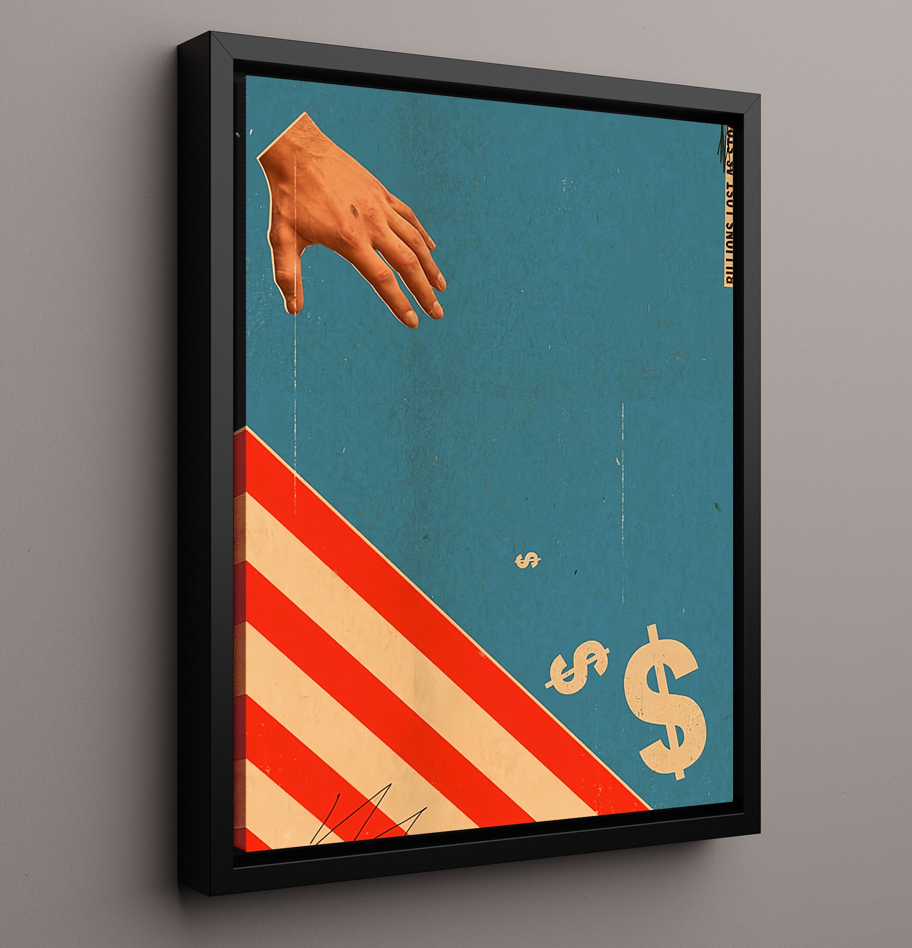 Historical - Economic Commentary Poster - Hand Reaching Dollar Symbol Minimalist Design History Wall Art