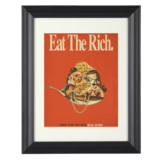 Economic Inequality Poster - Wealth Critique Eat the Rich Illustration 8x10 Beveled Frame history wall art