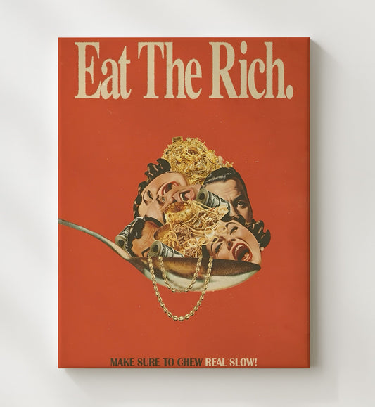 Economic Inequality Poster - Wealth Critique Eat the Rich Illustration 8x10 Canvas history wall art