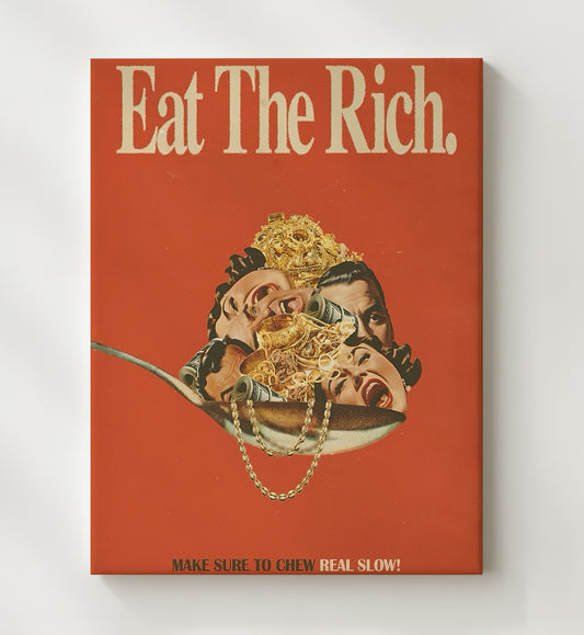 Economic Inequality Poster - Wealth Critique Eat the Rich Illustration 8x10 Canvas history wall art