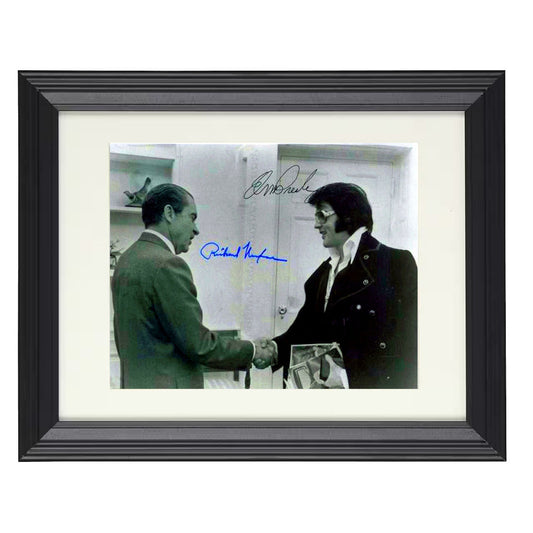 Elvis Presley and Richard Nixon - White House Handshake 1970 - Framed Print - 8x10 Beveled Frame