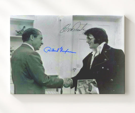 Elvis Presley and Richard Nixon - White House Handshake 1970 8x10 Canvas history wall art