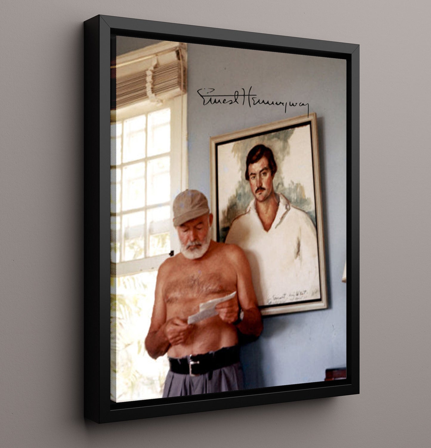 Historical - Ernest Hemingway - Reading Beside Self Portrait 1950S History Wall Art