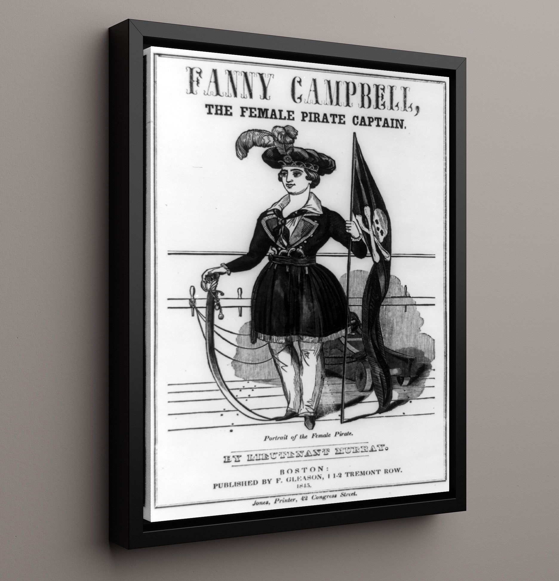 Historical - Fanny Campbell - Female Pirate Captain Illustration 1845 History Wall Art