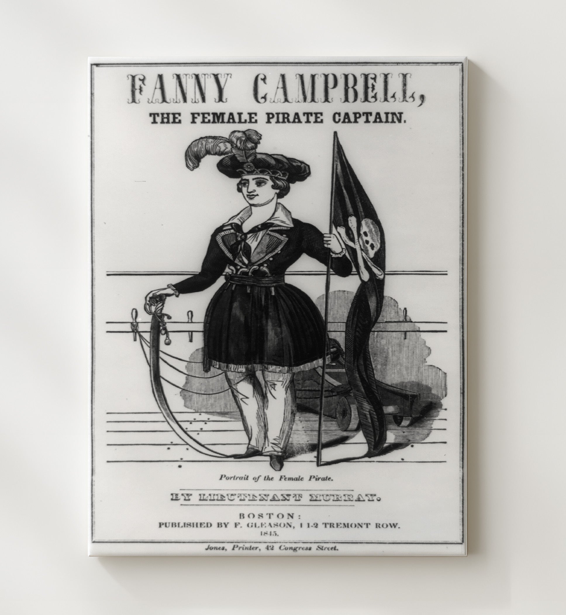 Historical - Fanny Campbell - Female Pirate Captain Illustration 1845 History Wall Art