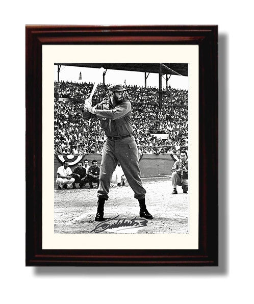 Historical - Fidel Castro - Baseball Stance Exhibition Game 1960S History Wall Art