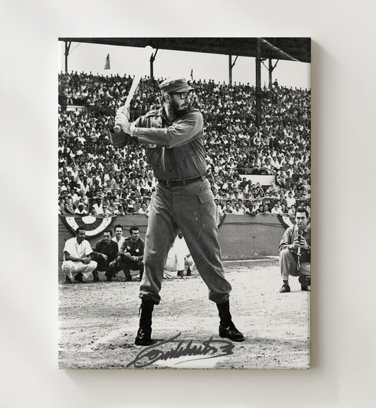 Fidel Castro - Baseball Stance Exhibition Game 1960s 8x10 Canvas history wall art