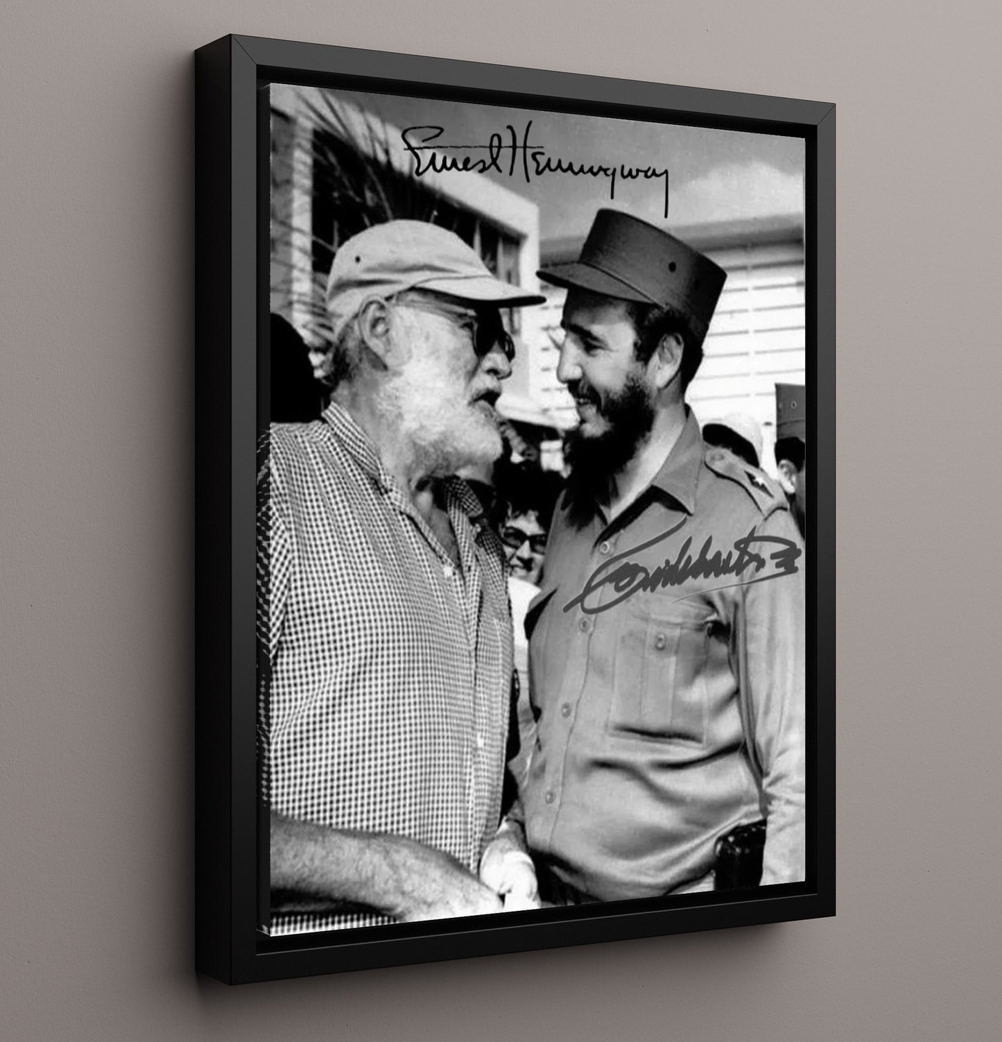 Historical - Fidel Castro And Ernest Hemingway - Cuba Meeting Portrait History Wall Art