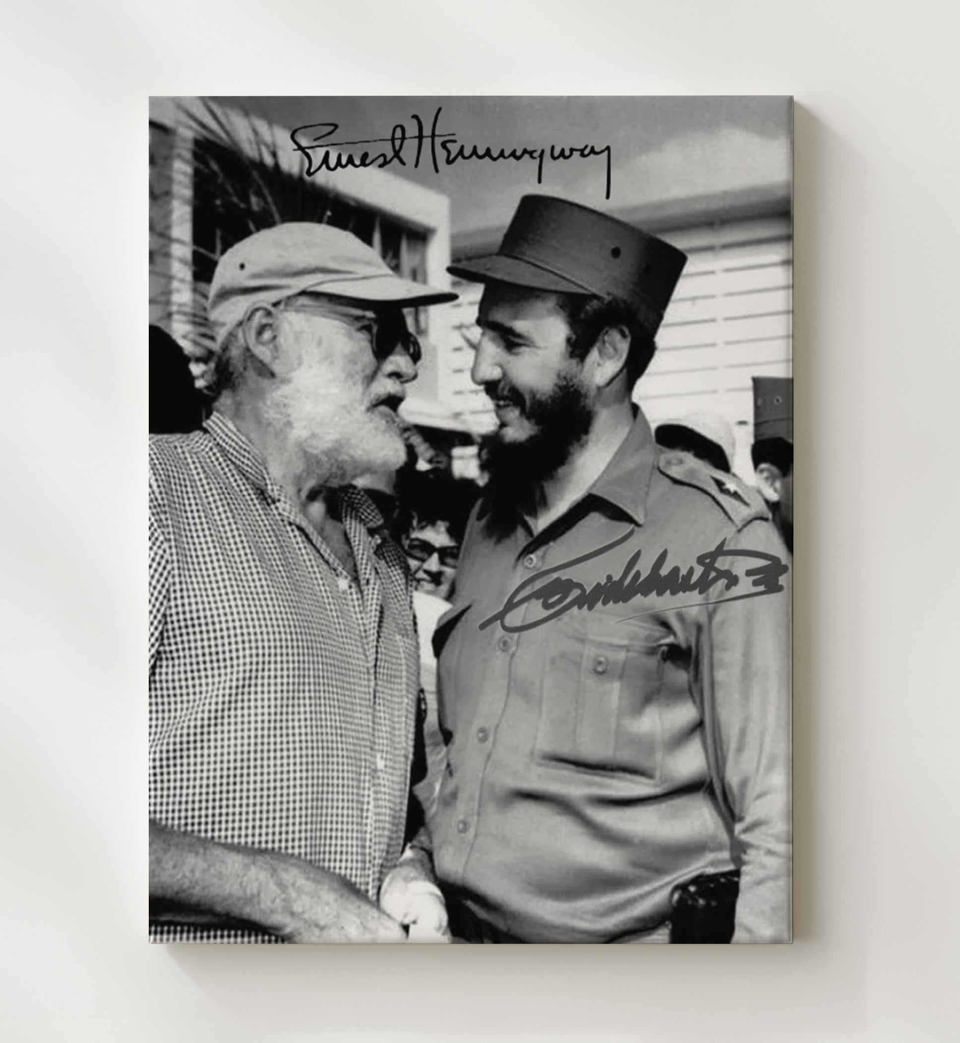 Historical - Fidel Castro And Ernest Hemingway - Cuba Meeting Portrait History Wall Art