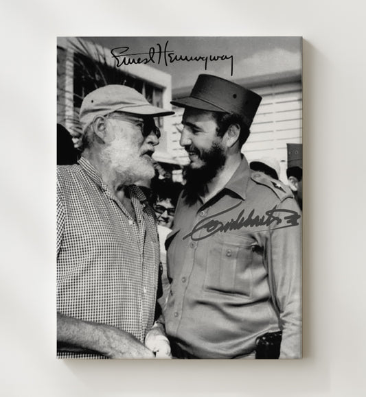 Fidel Castro and Ernest Hemingway - Cuba Meeting 8x10 Canvas history wall art