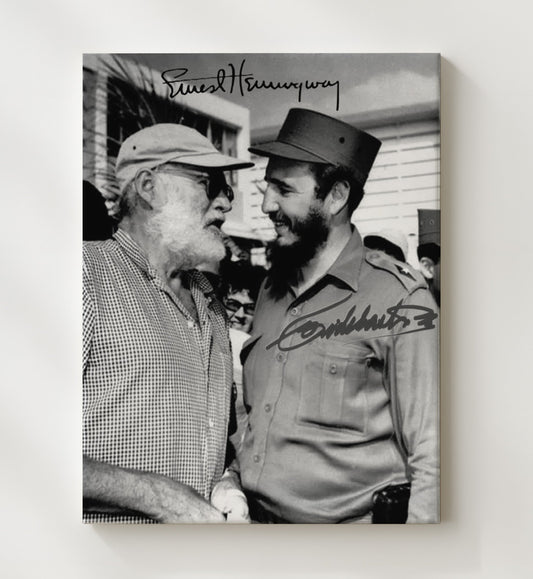 Fidel Castro and Ernest Hemingway - Cuba Meeting 8x10 Canvas history wall art