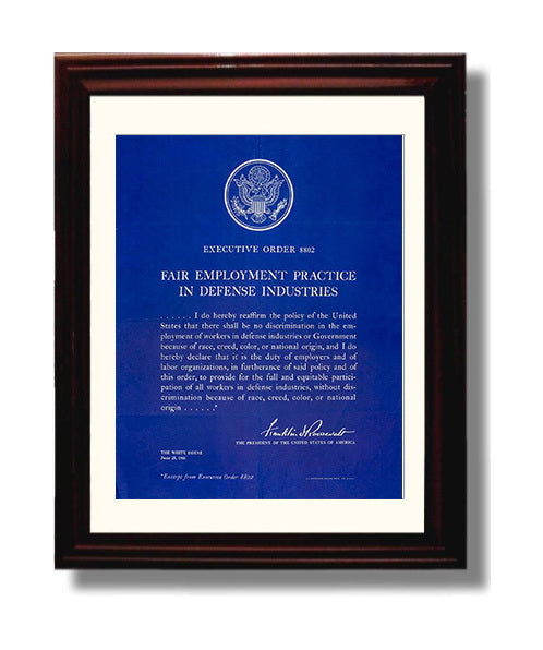 Historical - Franklin D. Roosevelt - Executive Order 8802 Fair Employment 1941 History Wall Art