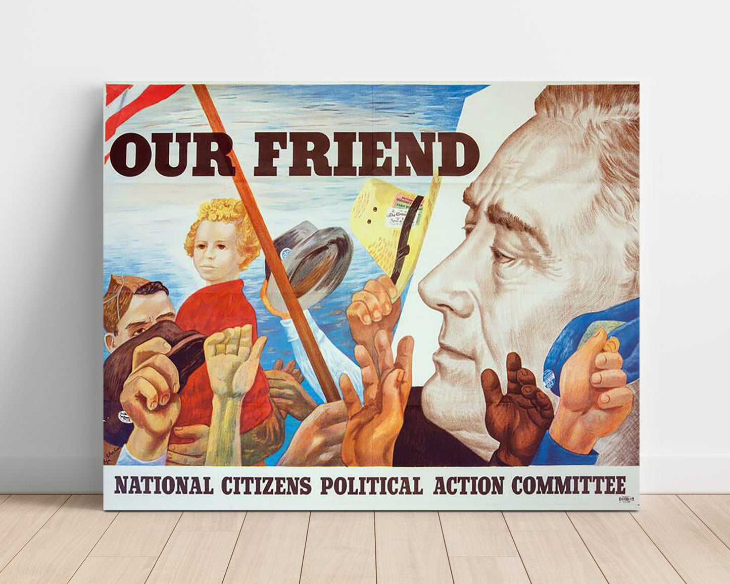 Historical - Franklin D. Roosevelt - Our Friend Campaign Poster 1944 - Landscape History Wall Art