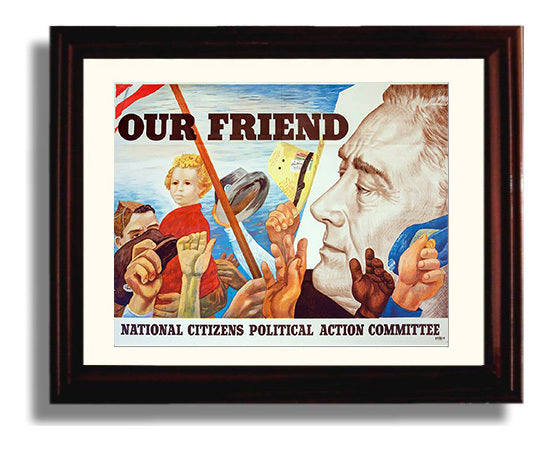 Historical - Franklin D. Roosevelt - Our Friend Campaign Poster 1944 - Landscape History Wall Art