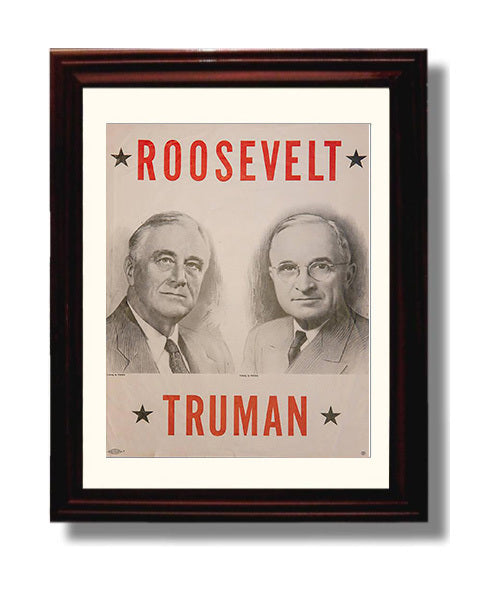 Historical - Franklin D. Roosevelt And Harry S. Truman - Campaign Poster 1944 History Wall Art