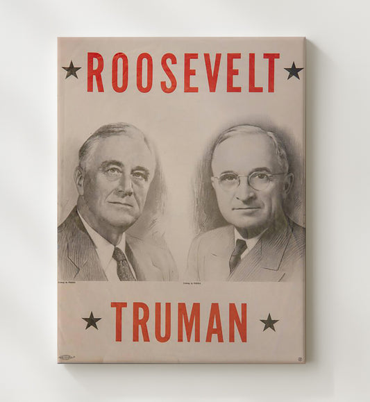 Franklin D. Roosevelt and Harry S. Truman - Campaign Poster 1944 8x10 Canvas history wall art