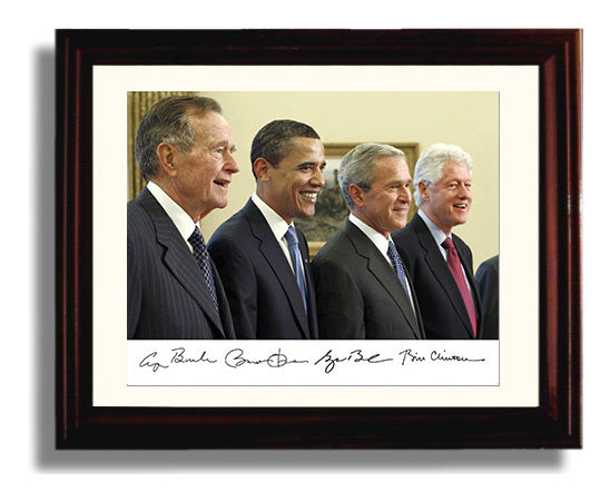 Historical - George H. W. Bushbarack Obamageorge W. Bush And Bill Clinton - Presidents Gathering Portrait - Landscape History Wall Art