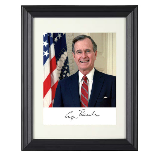 George H. W. Bush – Official Headshot with Flag 1989 unframed semi-gloss poster print