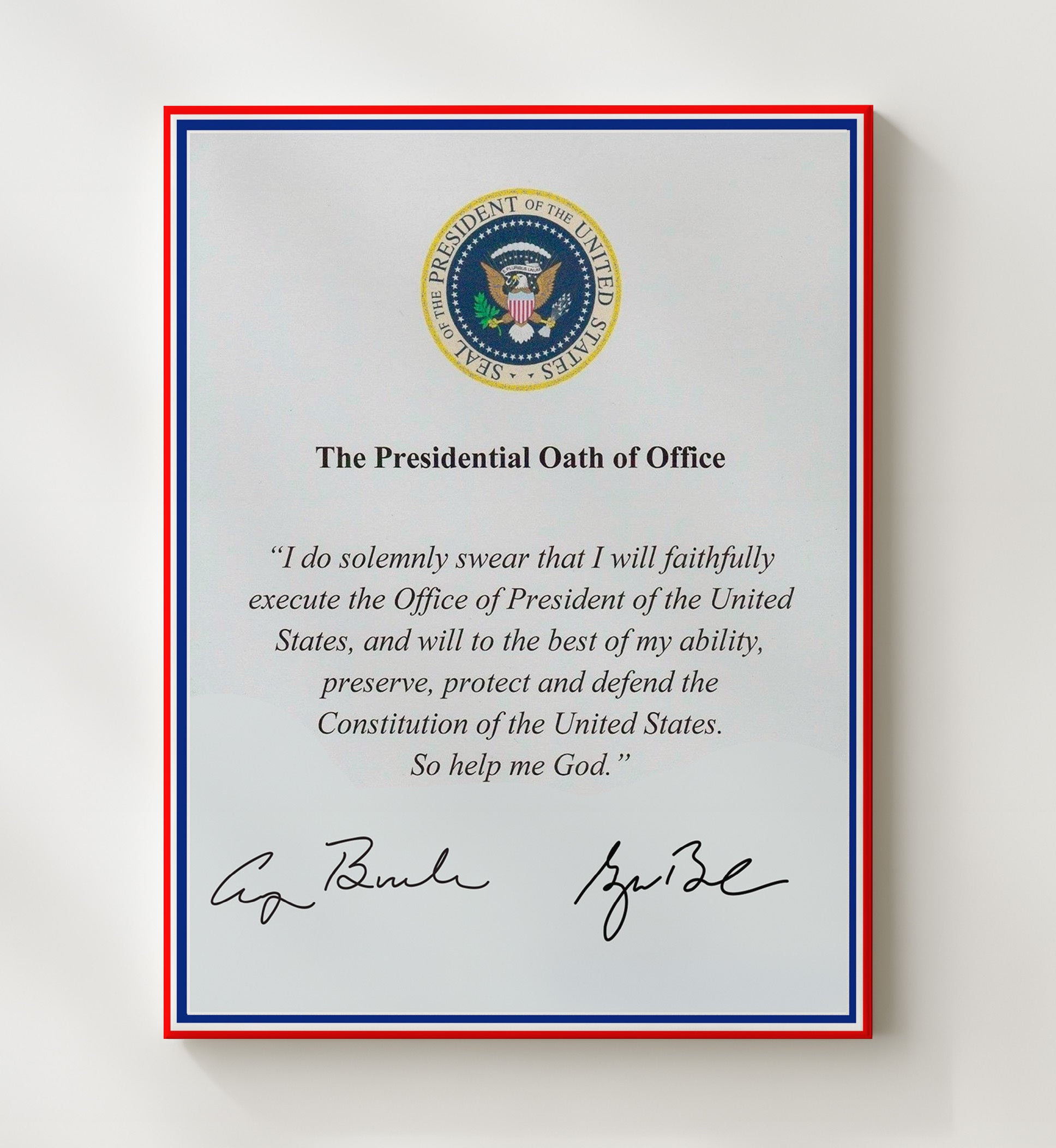 Historical - George H. W. Bush And George W. Bush - Presidential Oath Of Office Print History Wall Art