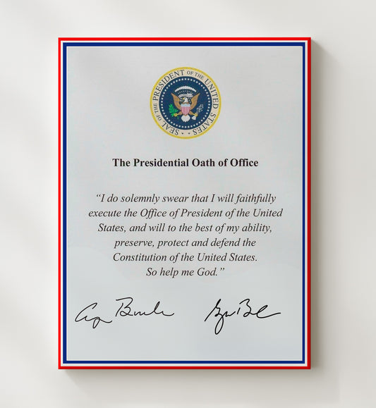 George H. W. Bush and George W. Bush - Presidential Oath of Office Print 8x10 Canvas history wall art