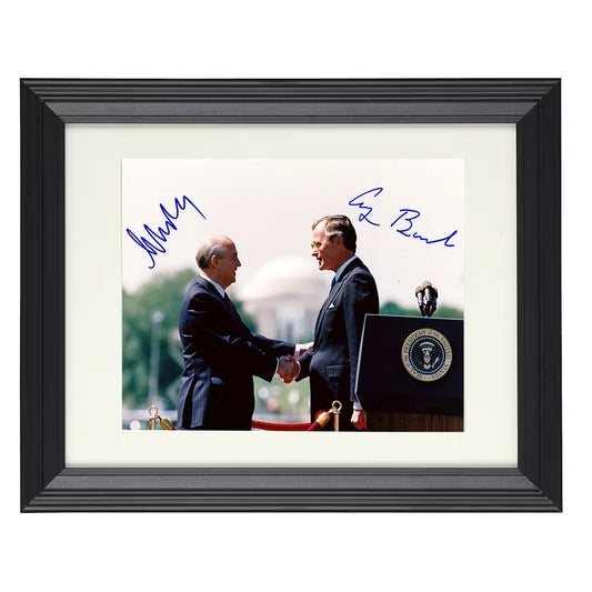 George H. W. Bush and Gorbachev - 1989 Summit Handshake - Poster Print - 8x10