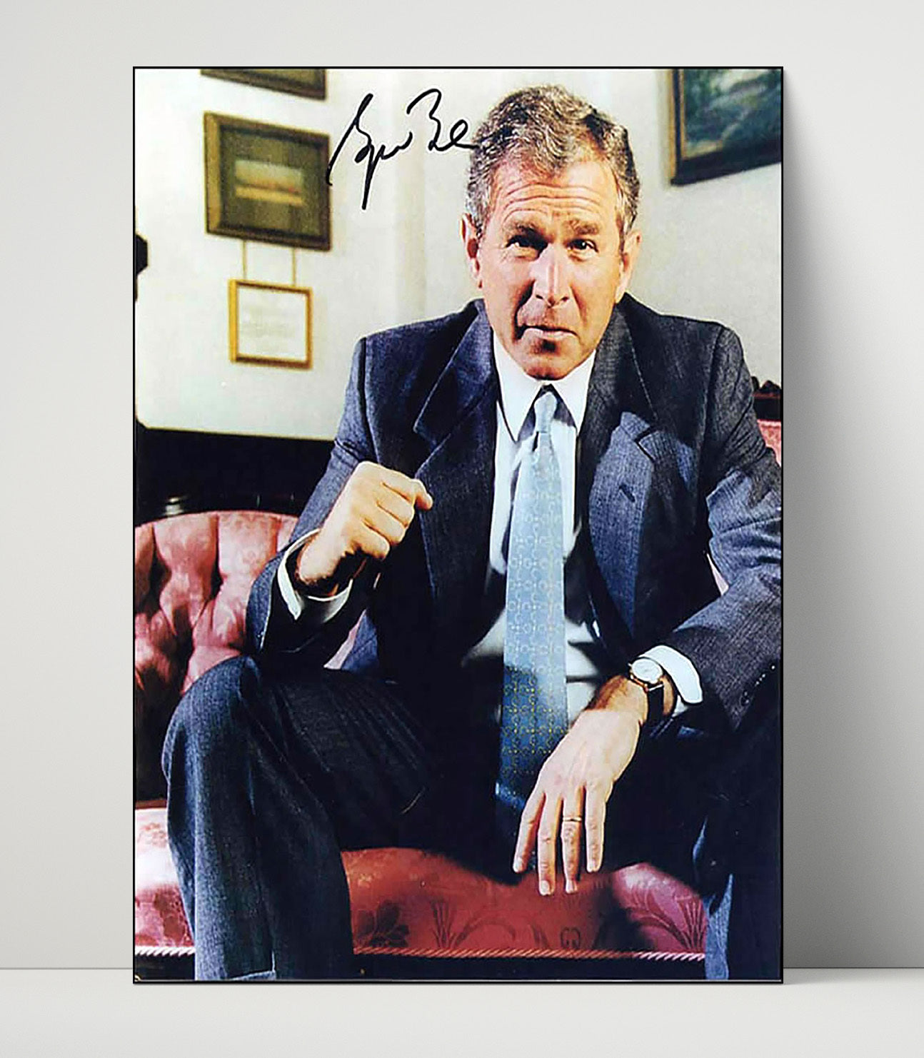Historical - George W. Bush - Oval Office Seated Portrait 2000S History Wall Art