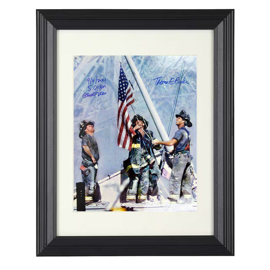 Ground Zero Firefighters - Raising American Flag 9/11/2001 - Framed Print - 8x10 Beveled Frame