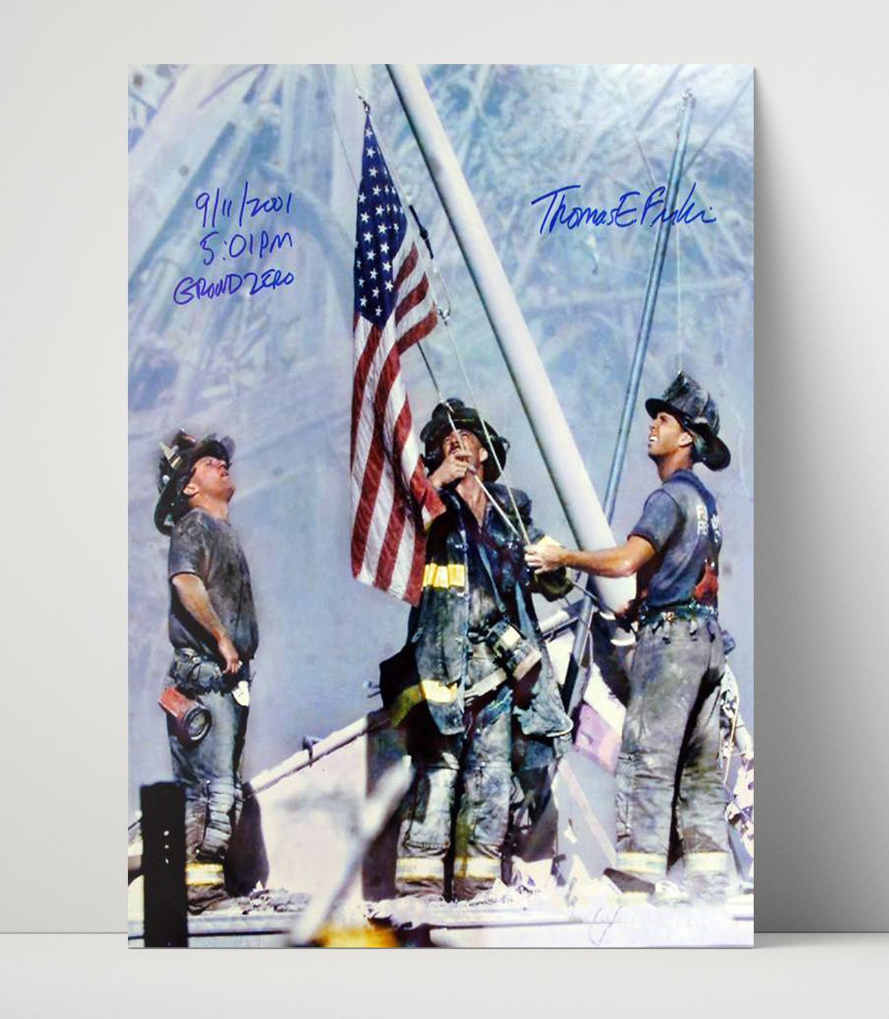 Historical - Ground Zero Firefighters - Raising American Flag September 11 2001 History Wall Art