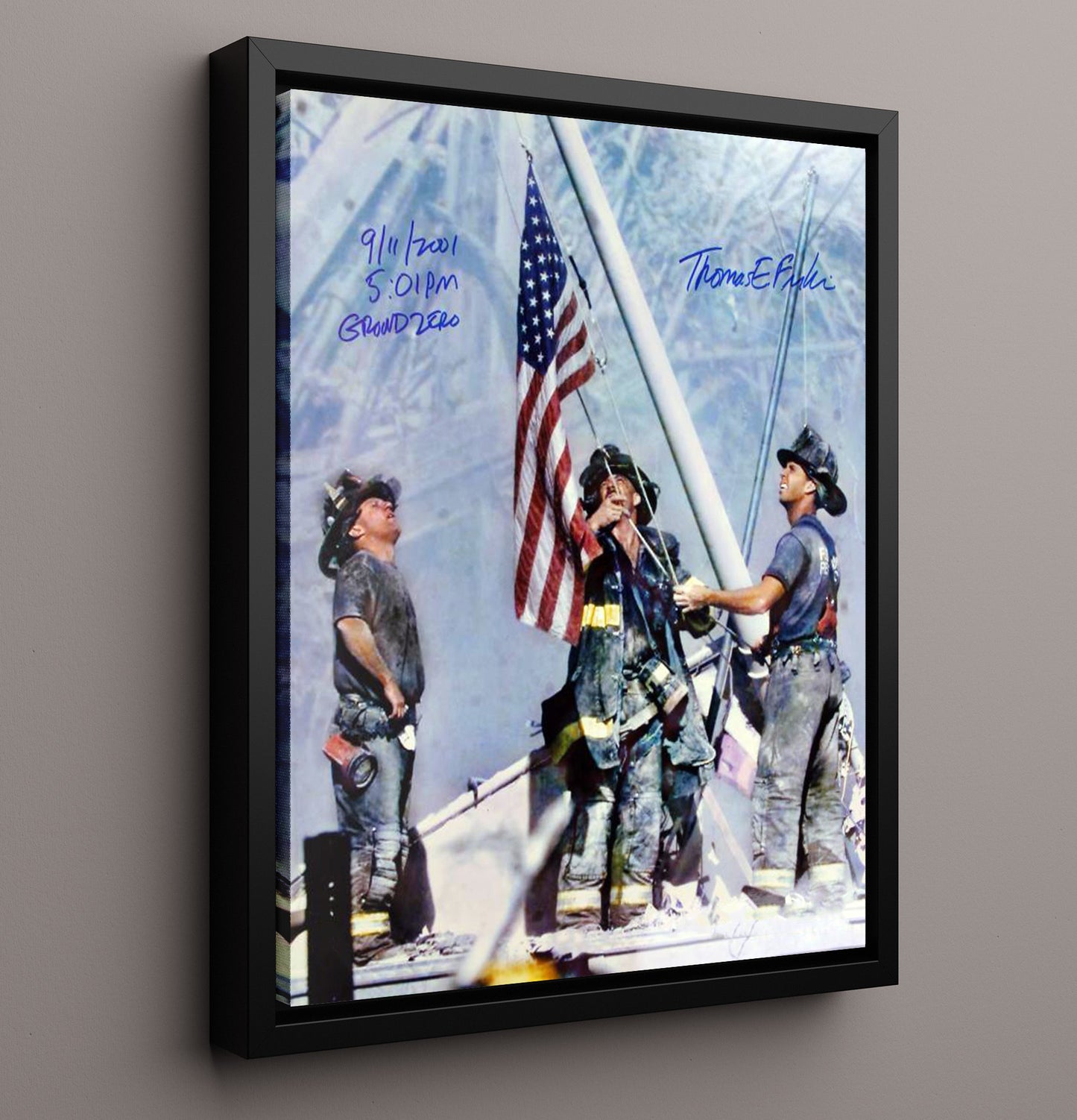 Historical - Ground Zero Firefighters - Raising American Flag September 11 2001 History Wall Art