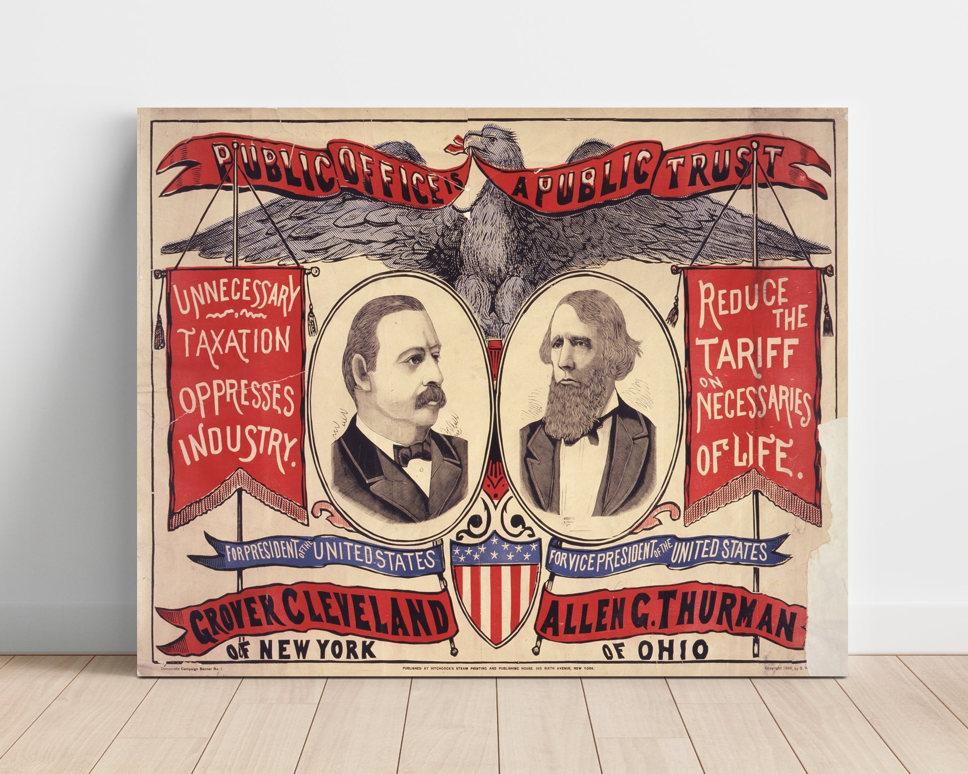 Historical - Grover Cleveland And Allen G. Thurman - Presidential Campaign Poster 1888 - Landscape History Wall Art