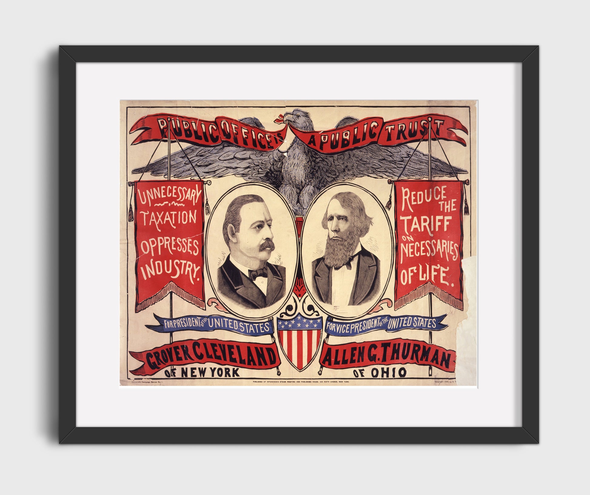 Historical - Grover Cleveland And Allen G. Thurman - Presidential Campaign Poster 1888 - Landscape History Wall Art