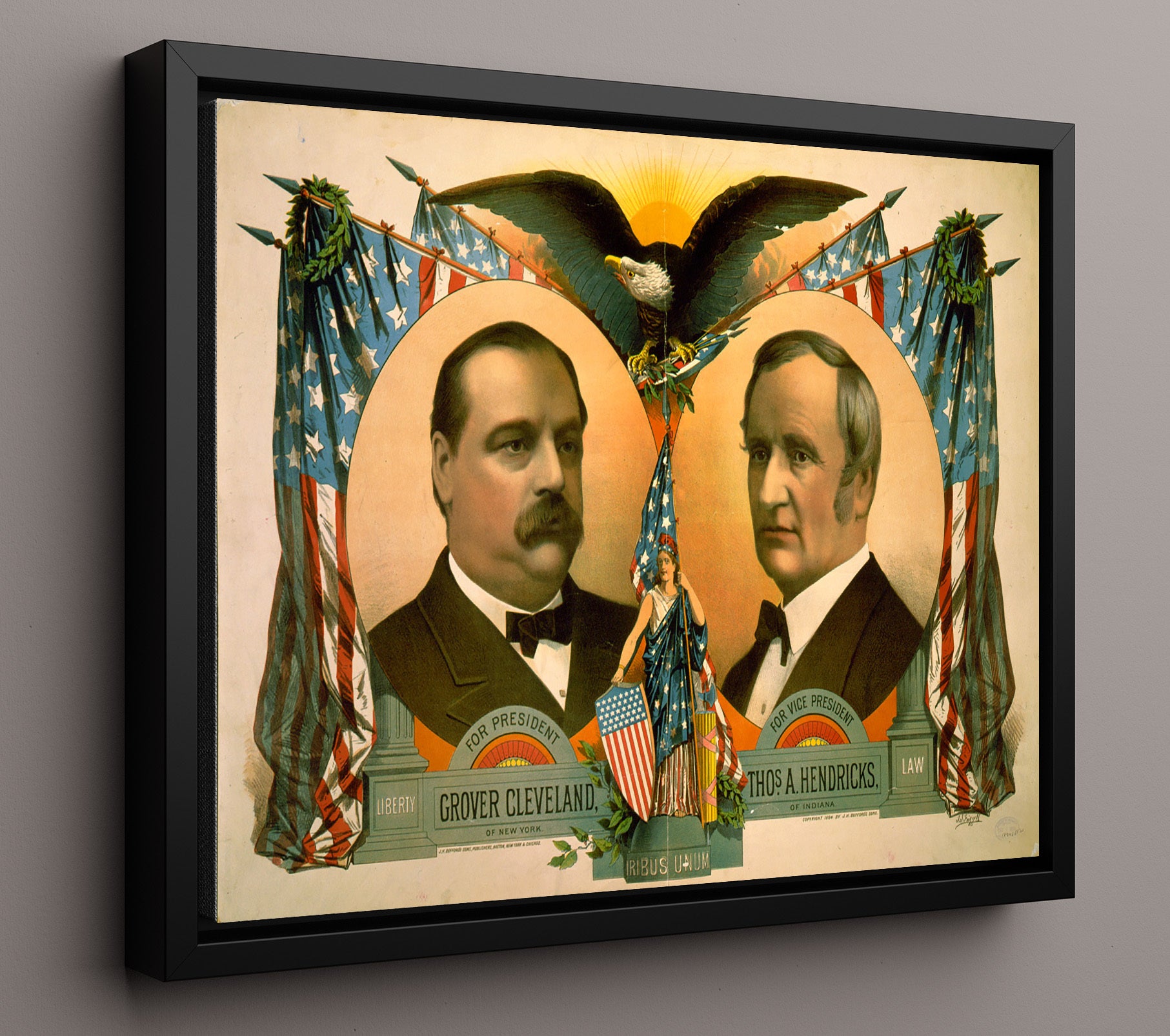 Historical - Grover Cleveland And Thomas A. Hendricks - Presidential Campaign Poster 1884 - Landscape History Wall Art