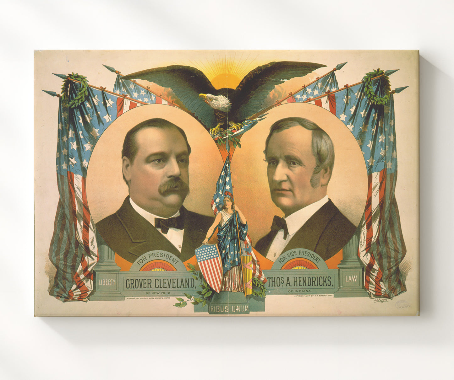 Historical - Grover Cleveland And Thomas A. Hendricks - Presidential Campaign Poster 1884 - Landscape History Wall Art