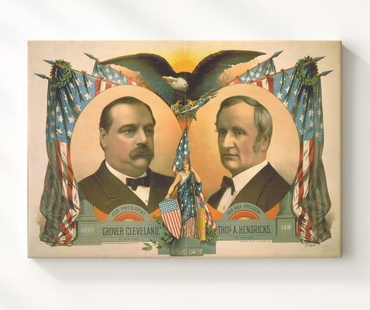 Grover Cleveland and Thomas A. Hendricks - Presidential Campaign Poster 1884 8x10 Canvas history wall art