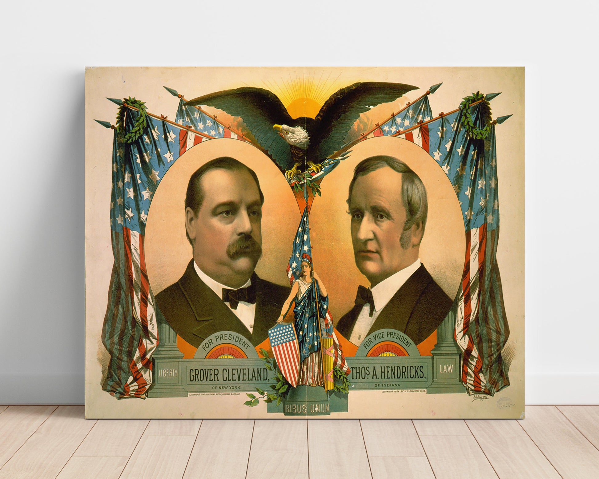 Historical - Grover Cleveland And Thomas A. Hendricks - Presidential Campaign Poster 1884 - Landscape History Wall Art