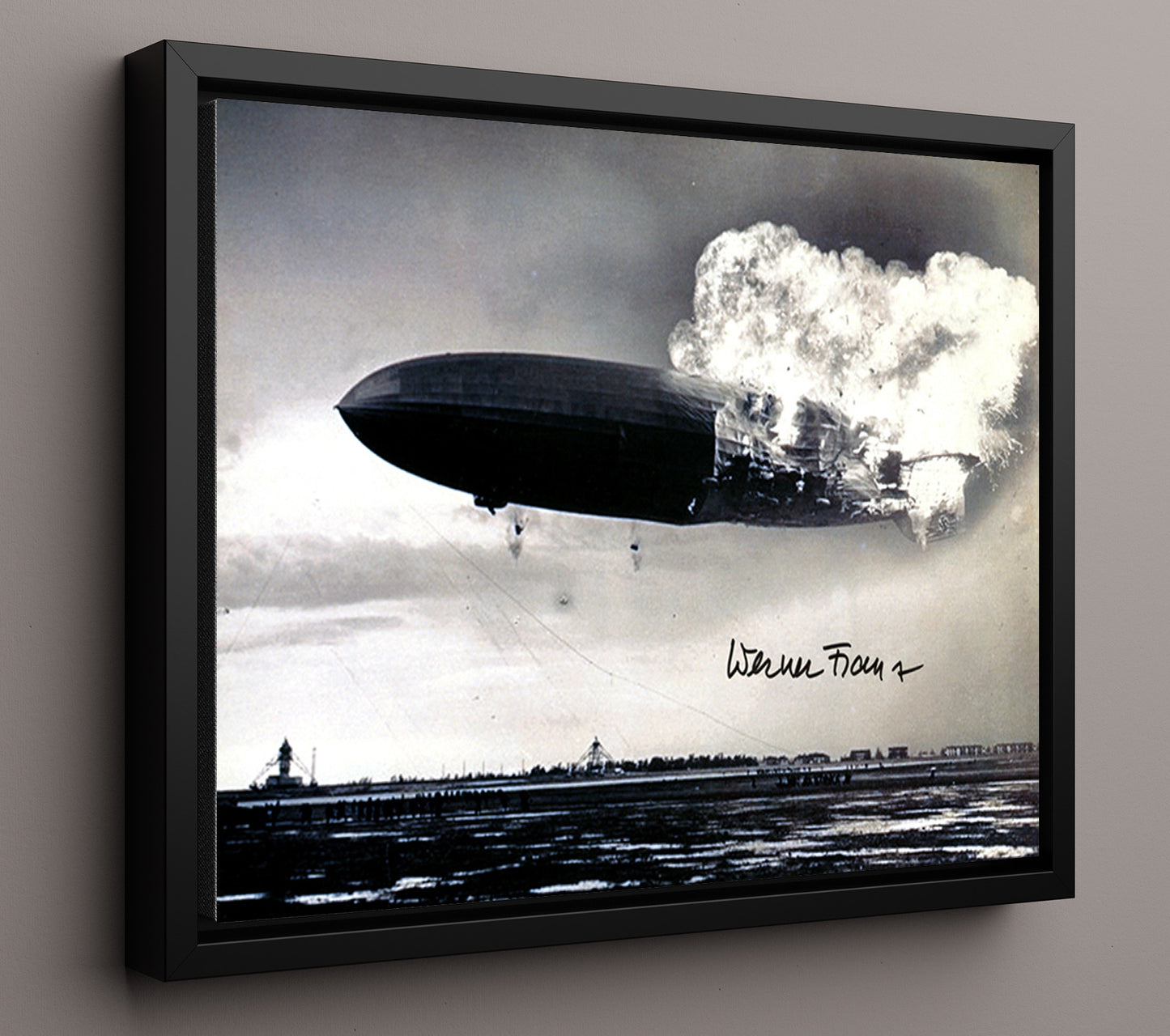 Historical - Hindenburg - Airship Disaster In Flames 1937 - Landscape History Wall Art