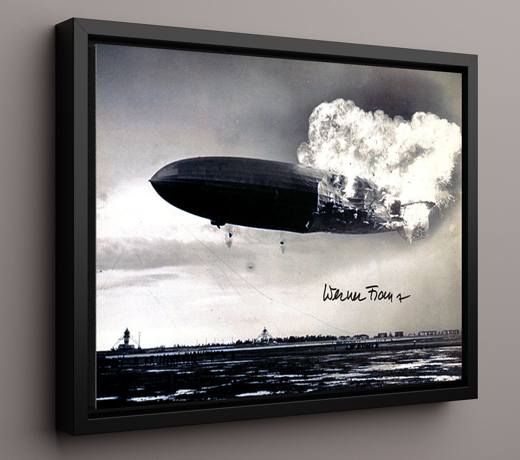Historical - Hindenburg - Airship Disaster In Flames 1937 - Landscape History Wall Art