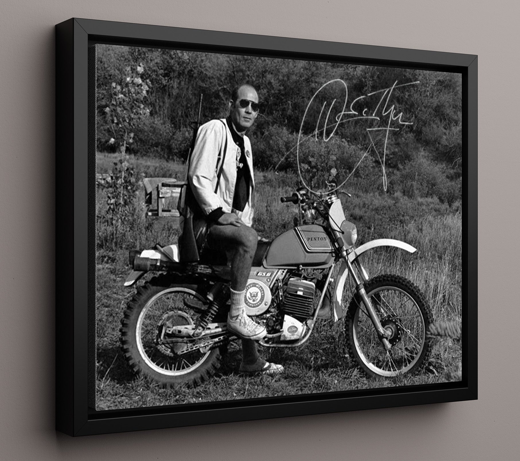 Historical - Hunter S. Thompson - Motorcycle Portrait  - Landscape History Wall Art