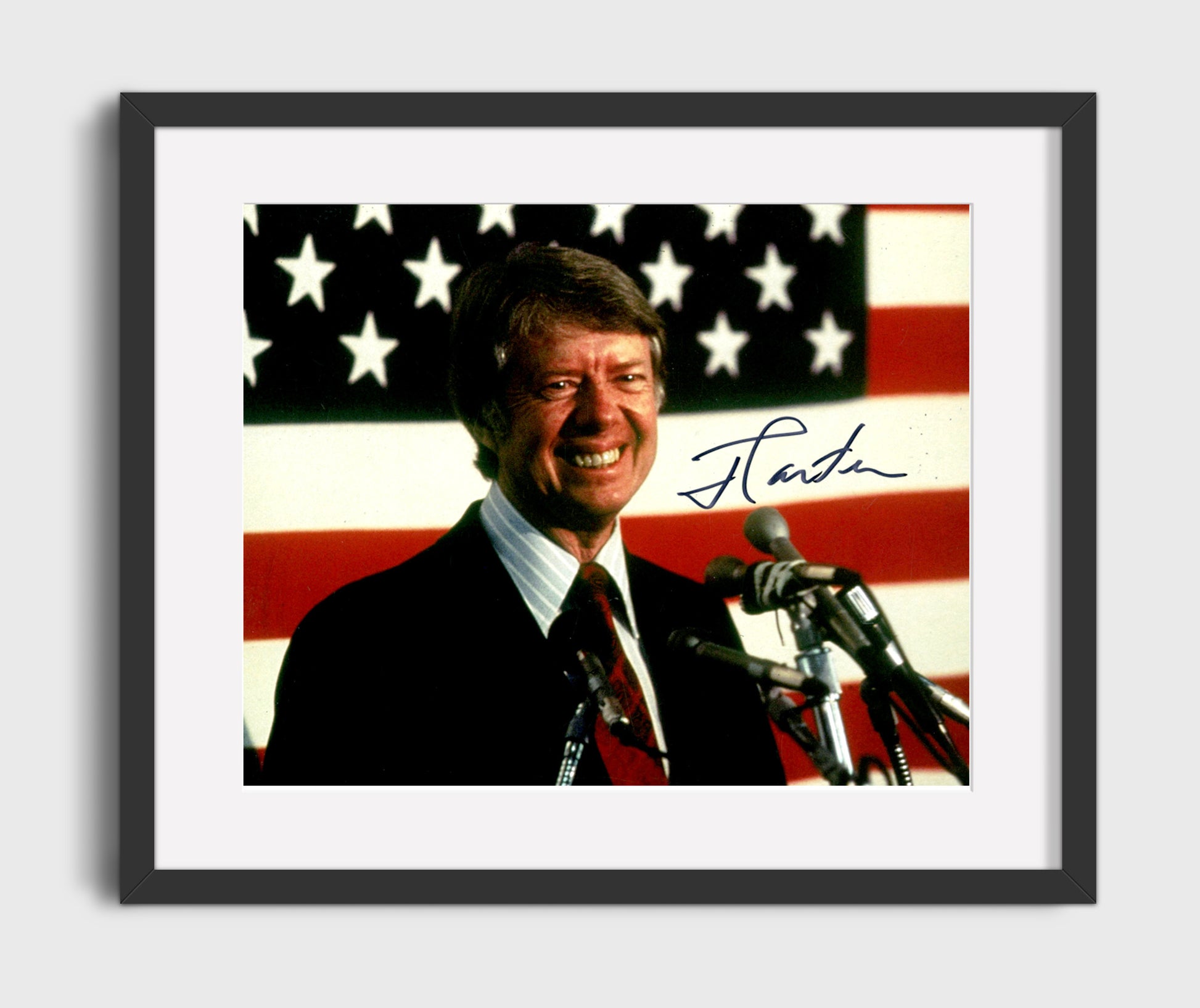 Historical - Jimmy Carter - Campaign Portrait With American Flag 1976 - Landscape History Wall Art