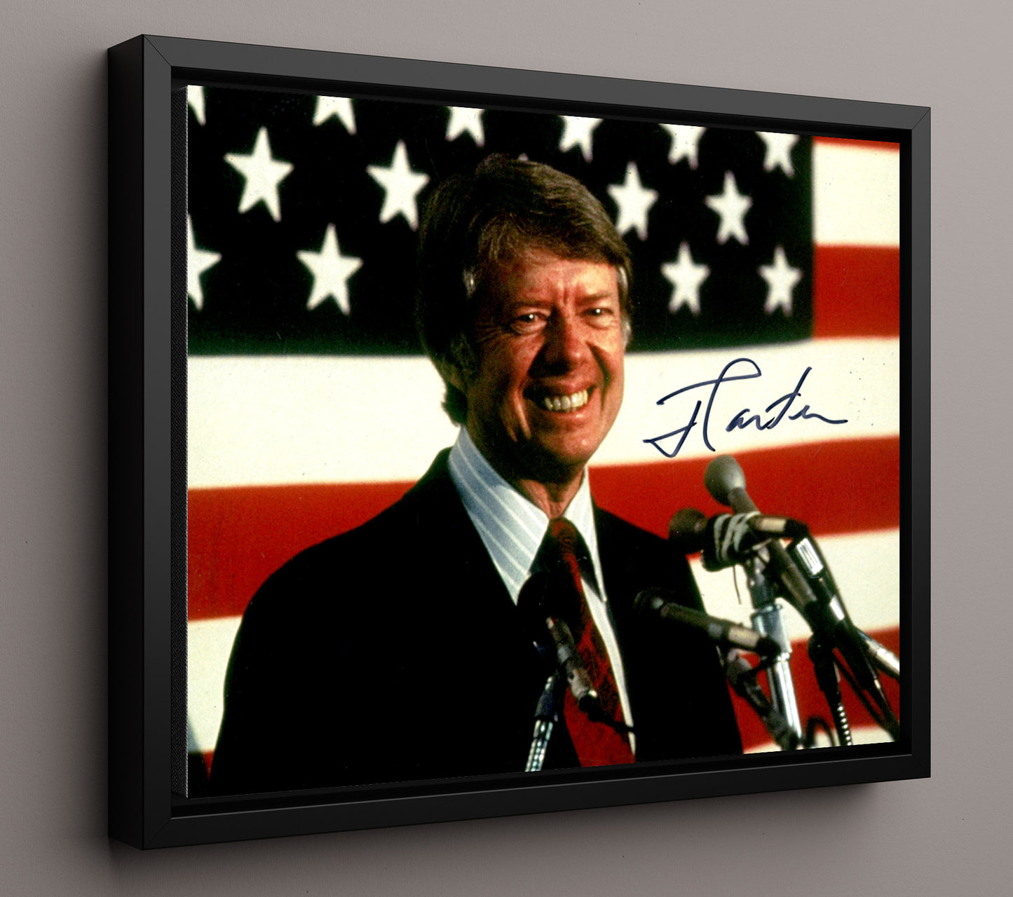 Historical - Jimmy Carter - Campaign Portrait With American Flag 1976 - Landscape History Wall Art