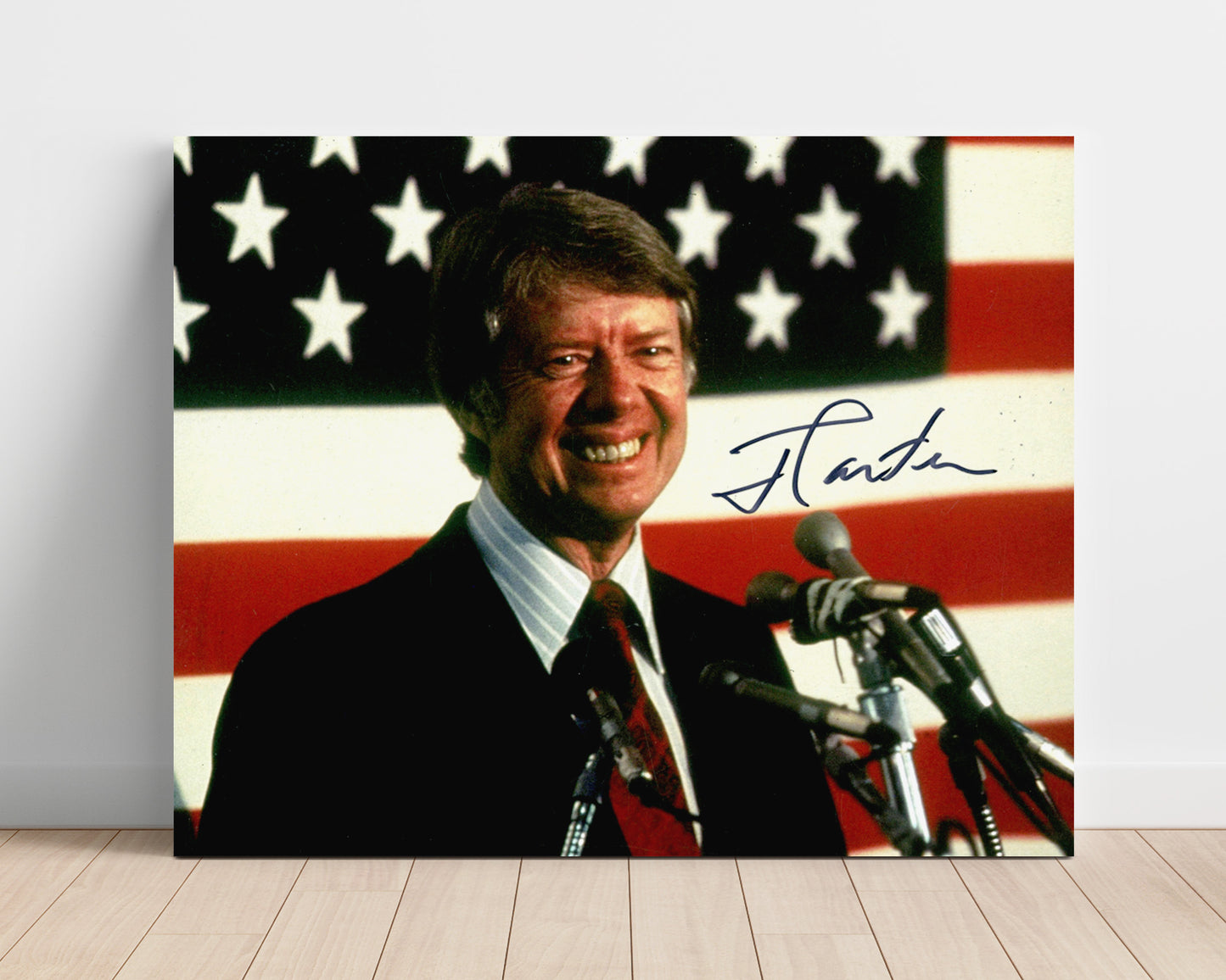 Historical - Jimmy Carter - Campaign Portrait With American Flag 1976 - Landscape History Wall Art