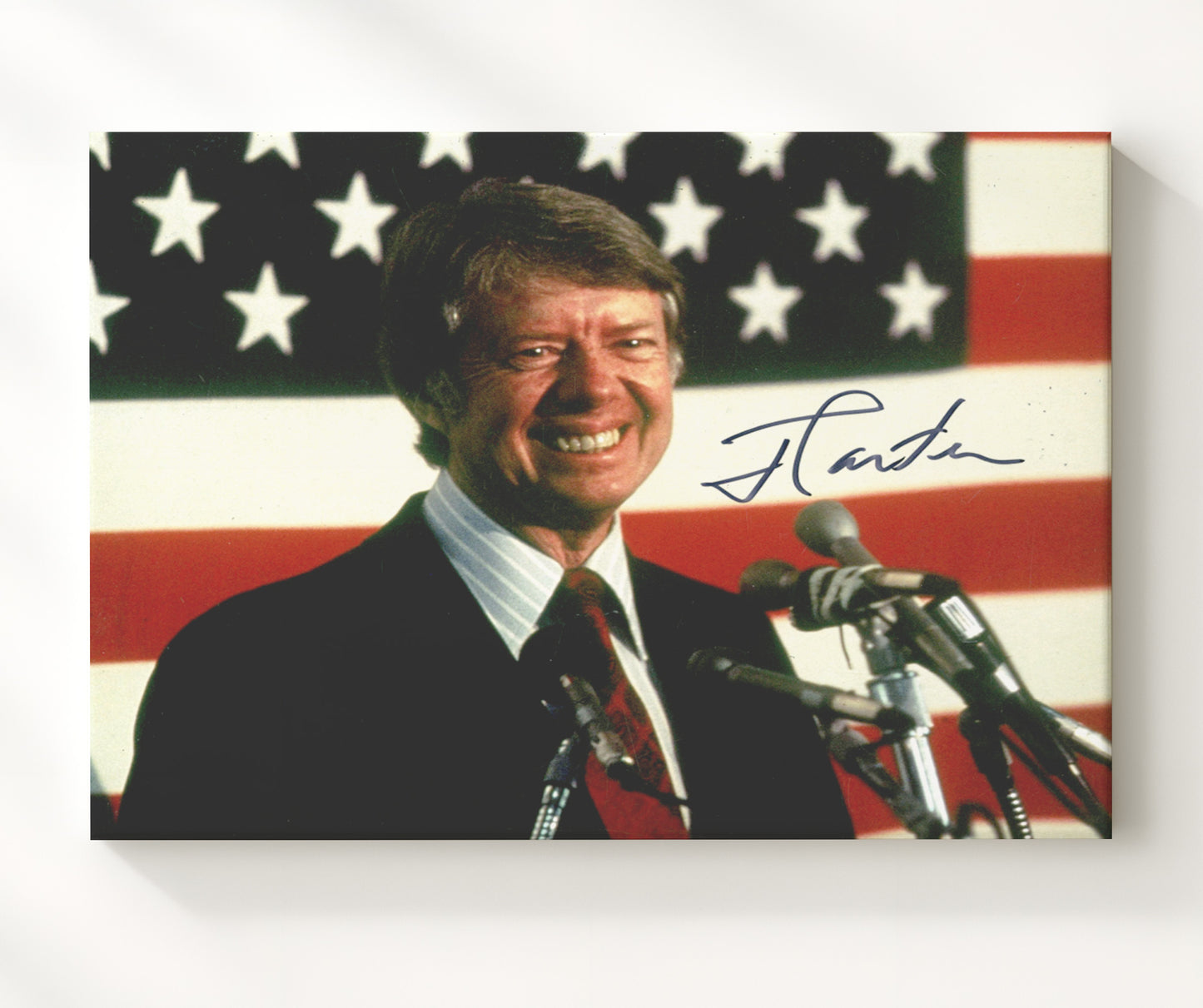 Historical - Jimmy Carter - Campaign Portrait With American Flag 1976 - Landscape History Wall Art