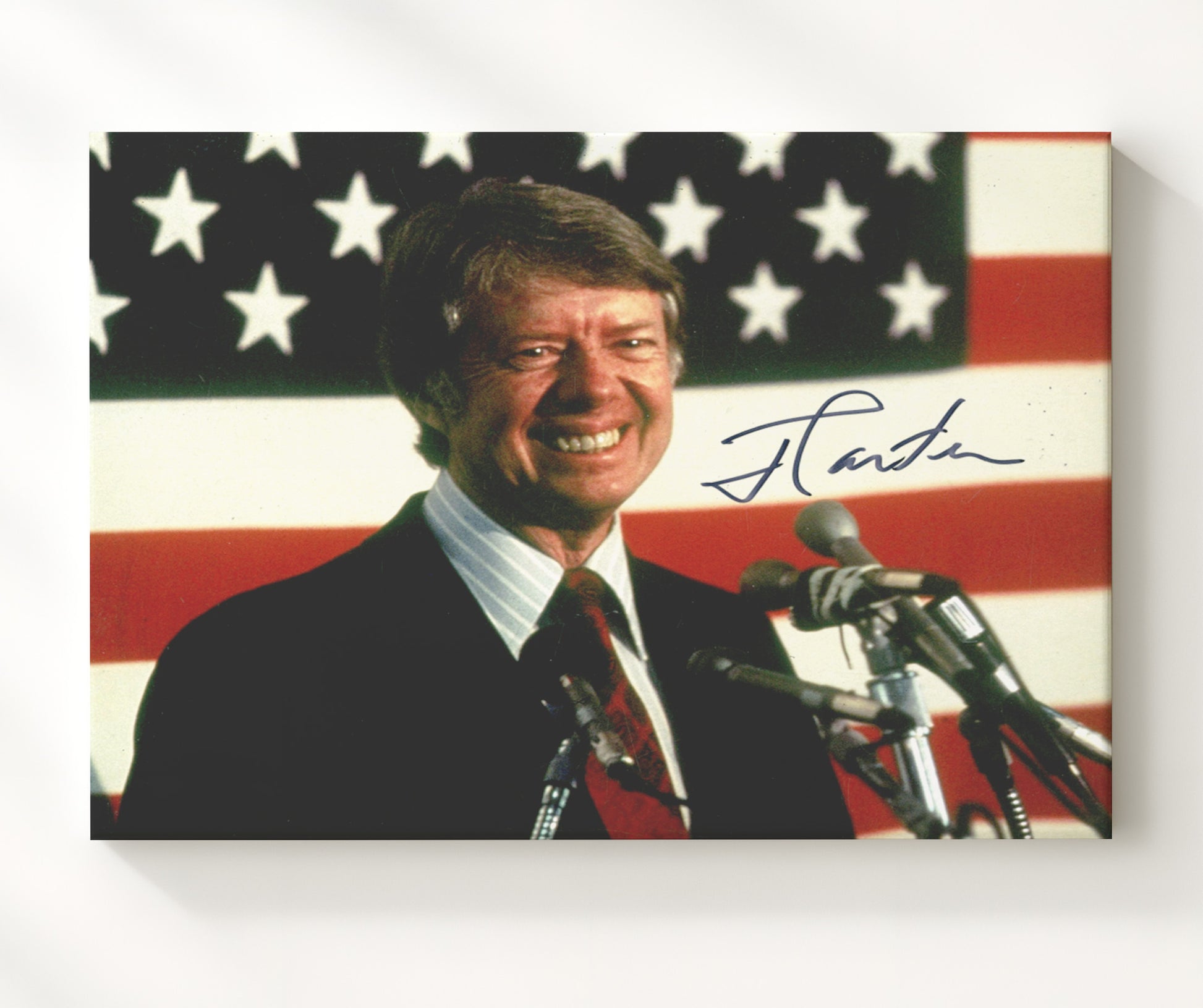 Historical - Jimmy Carter - Campaign Portrait With American Flag 1976 - Landscape History Wall Art