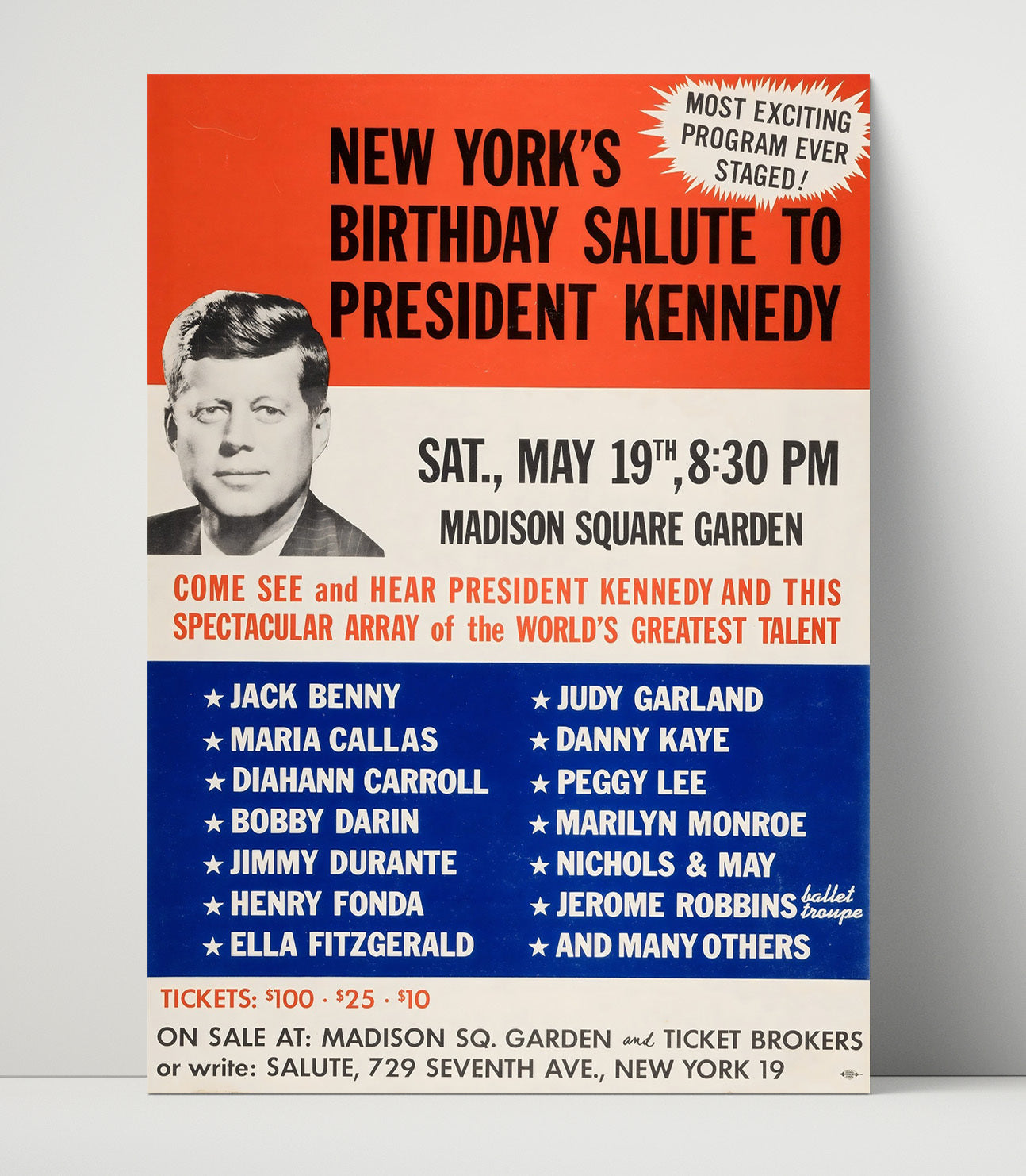 Historical - John F. Kennedy - Madison Square Garden Birthday Gala 1962 History Wall Art