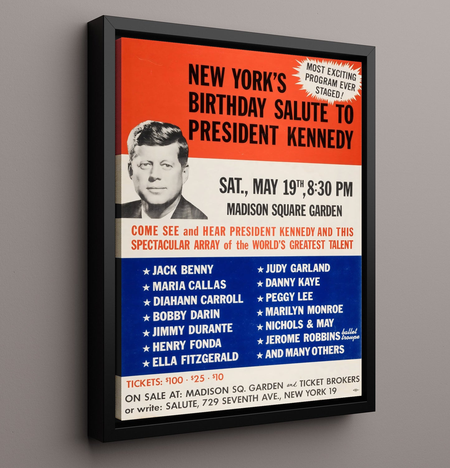 Historical - John F. Kennedy - Madison Square Garden Birthday Gala 1962 History Wall Art