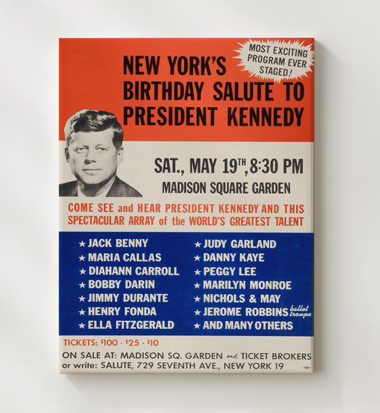 John F. Kennedy - Madison Square Garden Birthday Gala 1962 8x10 Canvas history wall art